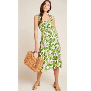 Faithfull The Brand Mae Steffy Floral Print Sleeveless Summer Midi Dress Large